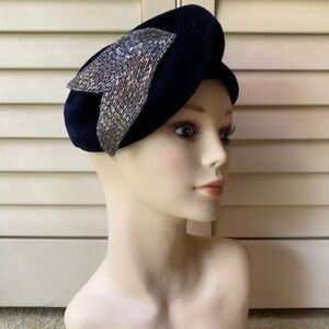 Vintage Navy Blue Carol Hat from Italy